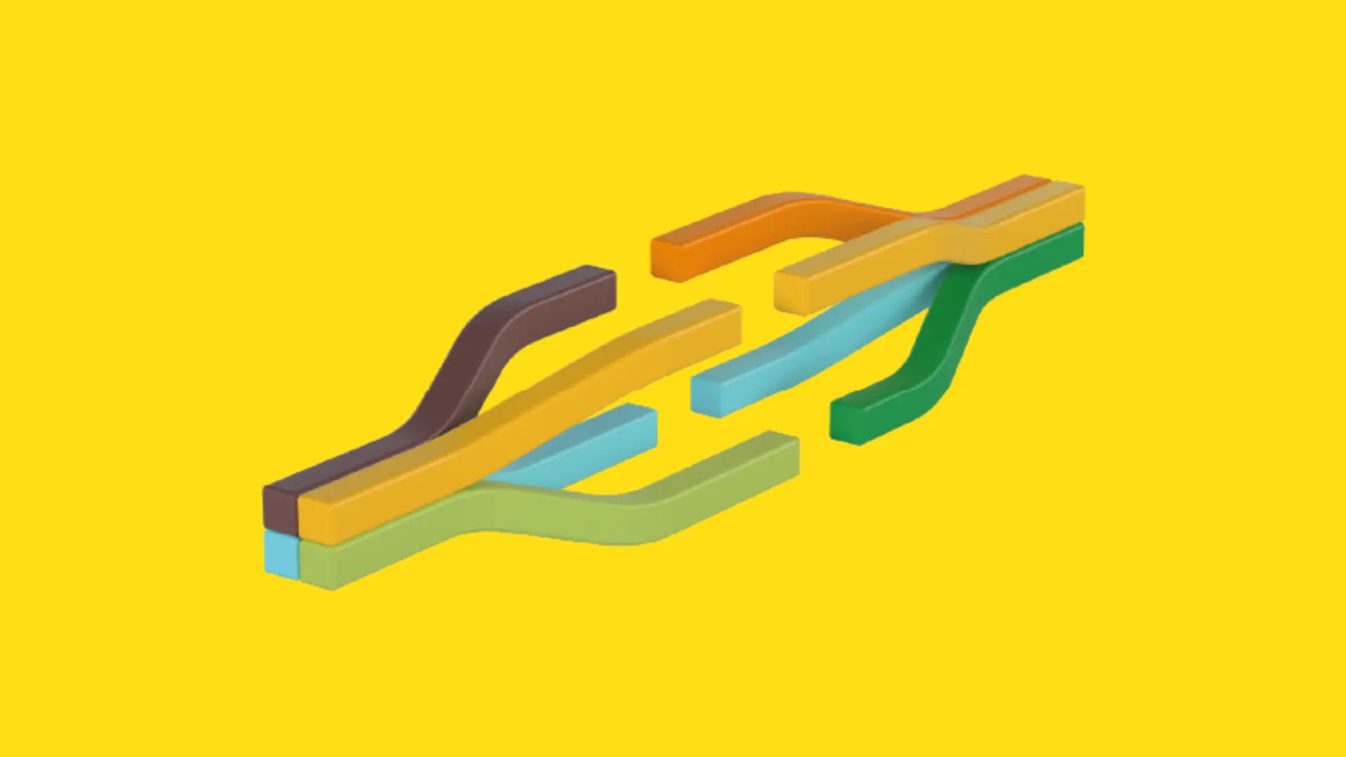 Jobikom-Logo in den CI-Farben auf gelbem Hintergrund. Das Logo visualisiert das Verbinden von Jobsuchenden mit Arbeitgebenden über das Jobportal Jobikom.de