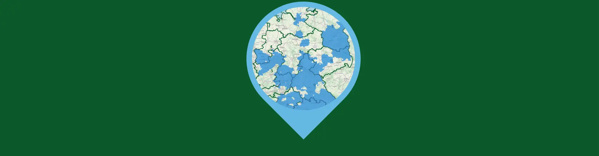 Zustellerkom Deutschlandkarte mit angeteaserten Kundengebieten, in denen Mitarbeitende von Zustellunternehmen gesucht werden